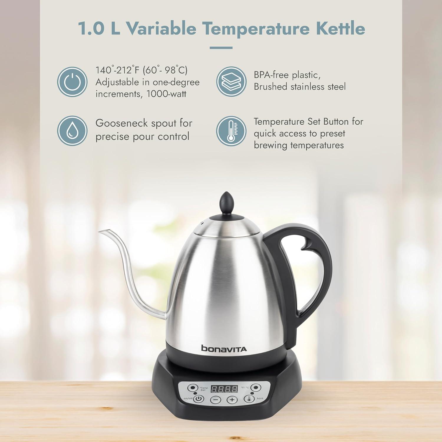Stainless Steel Bonavita Gooseneck Bonavita Gooseneck Kettle 1L