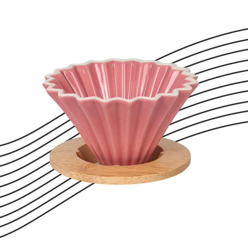 Rippled Dripper with Wood Stand 1-2 cups (Pink)