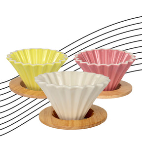 Rippled Dripper with Wood Stand 1-2 cups (Pink)
