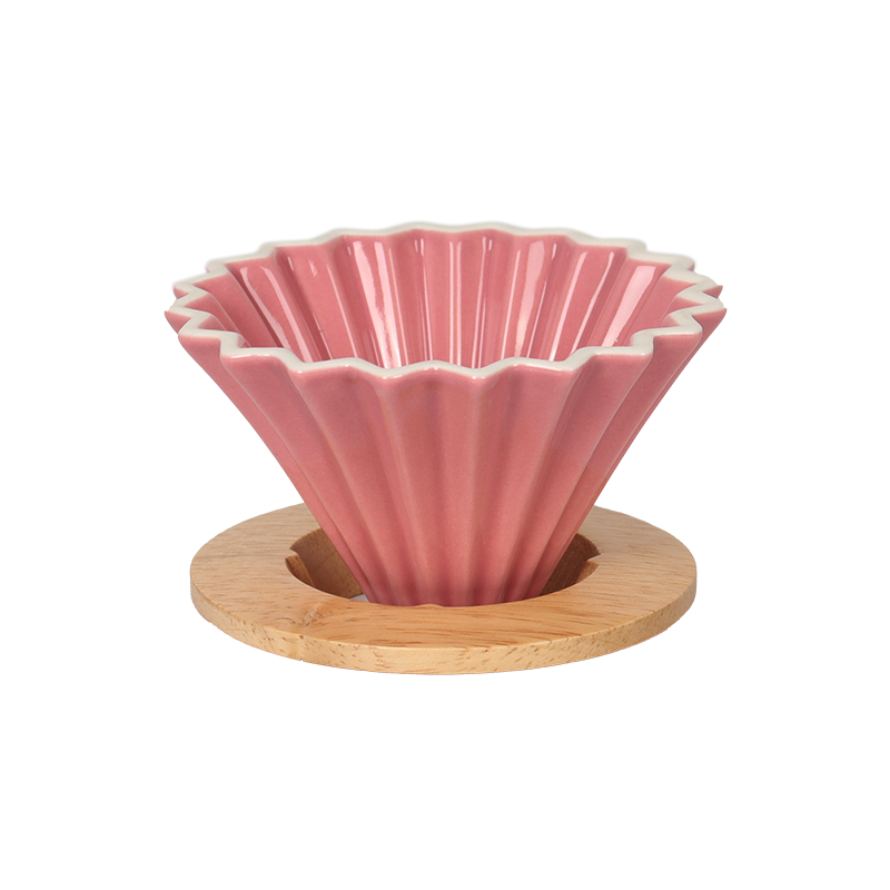 Rippled Dripper with Wood Stand 1-2 cups (Pink)