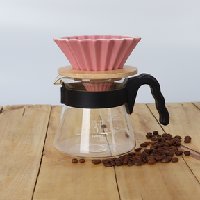 Rippled Dripper with Wood Stand 1-2 cups (Pink)