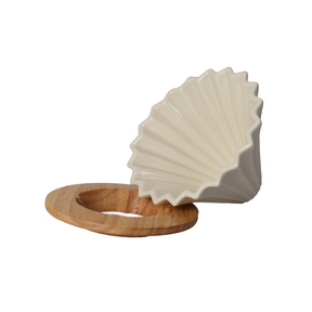 Rippled Dripper with Wood Stand 1-2 cups (White)