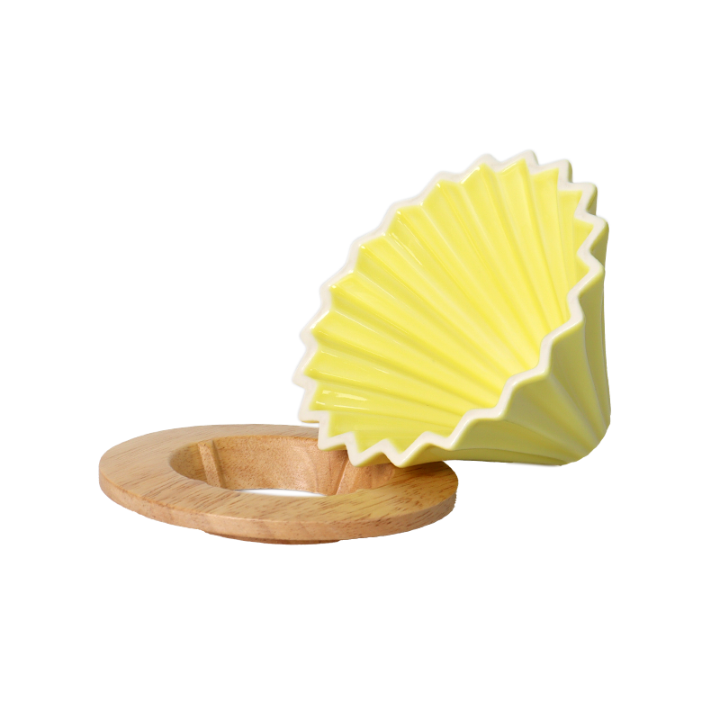 Rippled Dripper with Wood Stand 1-2 cups (Yellow)