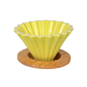 Rippled Dripper with Wood Stand 1-2 cups (Yellow)