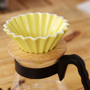 Rippled Dripper with Wood Stand 1-2 cups (Yellow)