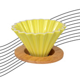 Rippled Dripper with Wood Stand 1-2 cups (Yellow)